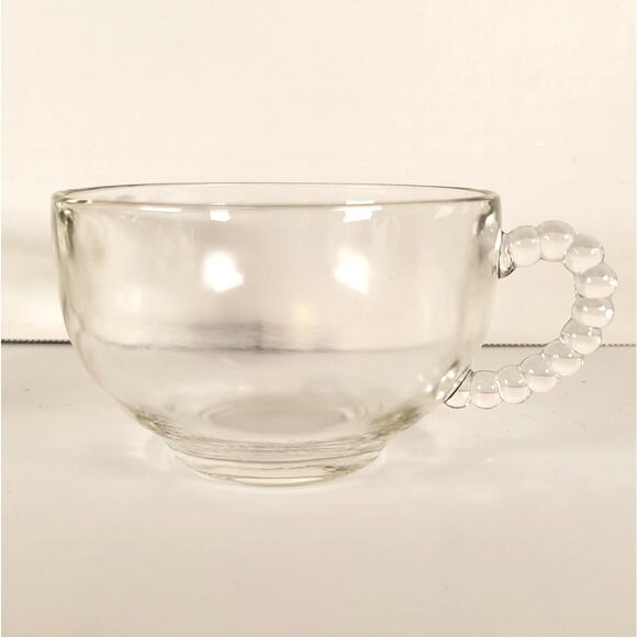 Hazel Atlas Apple Snack Set 4 Plates 4 Cups Orchard Embossed Clear Glass - Picture 9 of 13